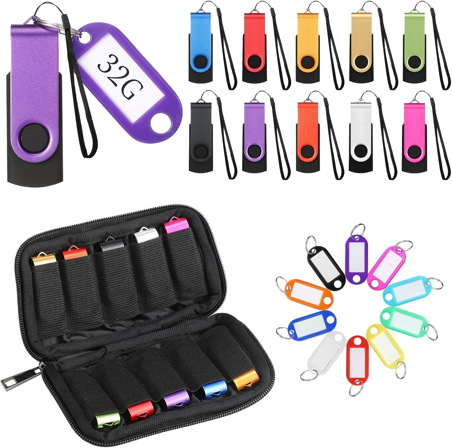 10 Pack Flash Drives with Lanyards for Easy Data Storage