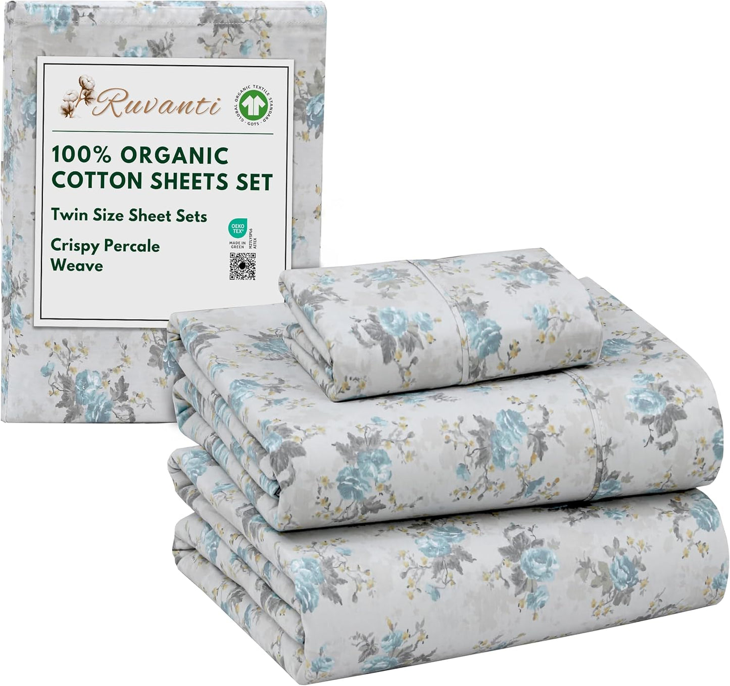 100% Organic Cotton Twin Size Sheets for Breathable Comfort