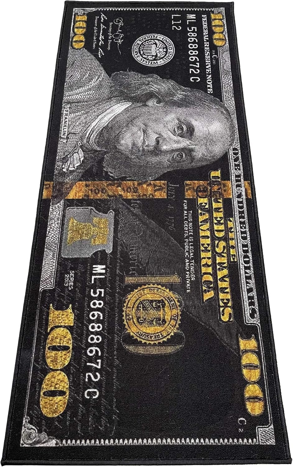 HUAHOO Black Money Rugs Cool Area Rug for Living Room and More