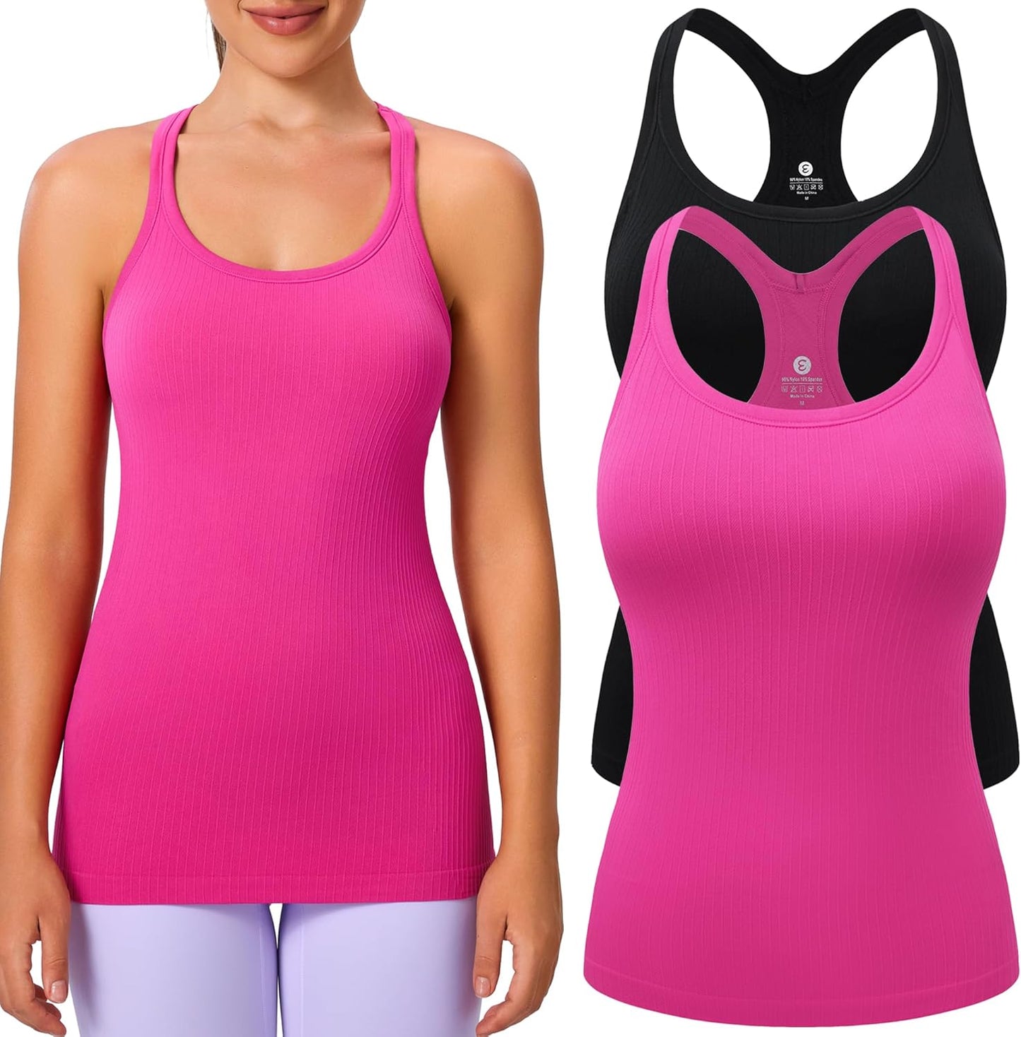 Evcute Workout Tank Tops for Women with Built-in Bra Racerback