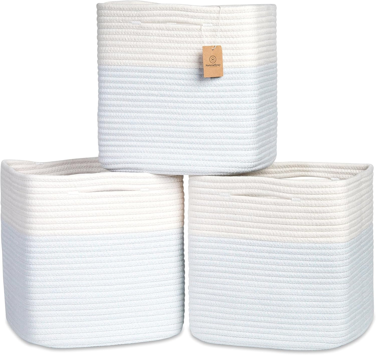 NaturalCozy 13 Inch Cube Storage Bins for Organizing 3-Pack