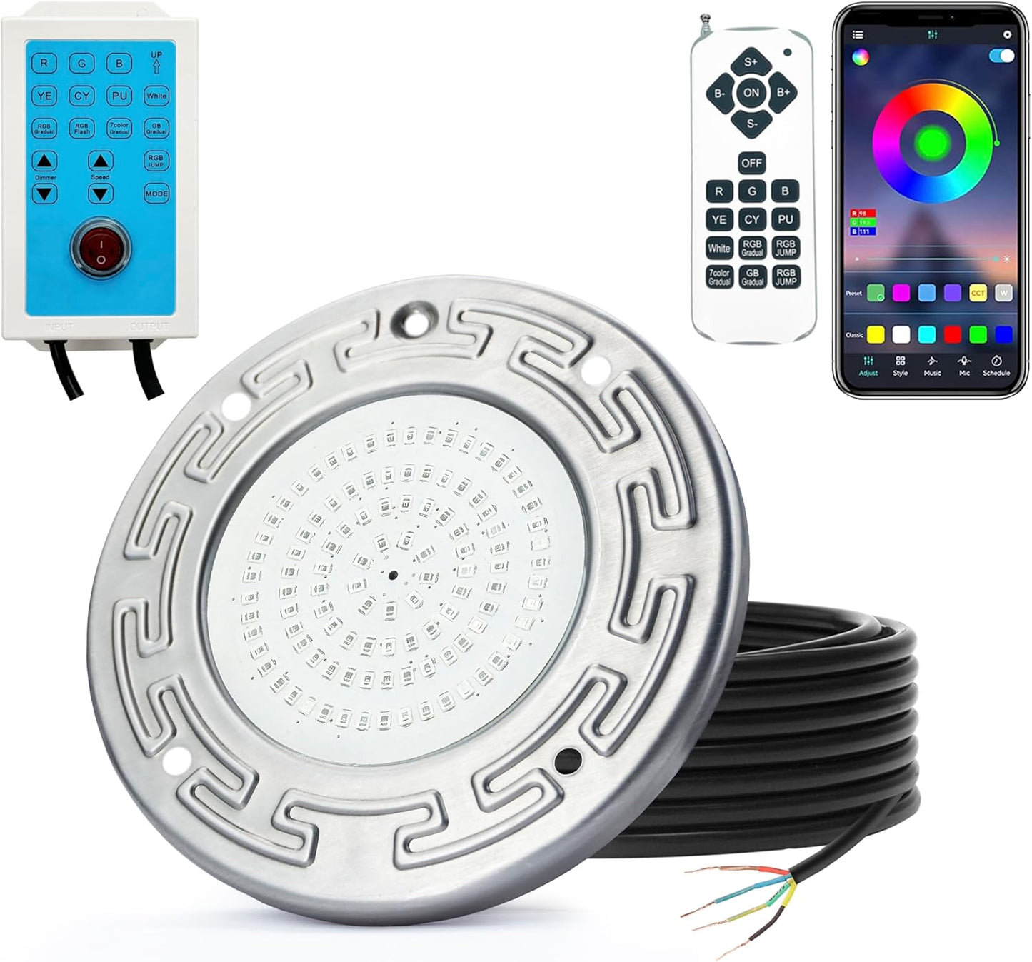 Inground Pool Light 20W LED with Remote and APP Control Features