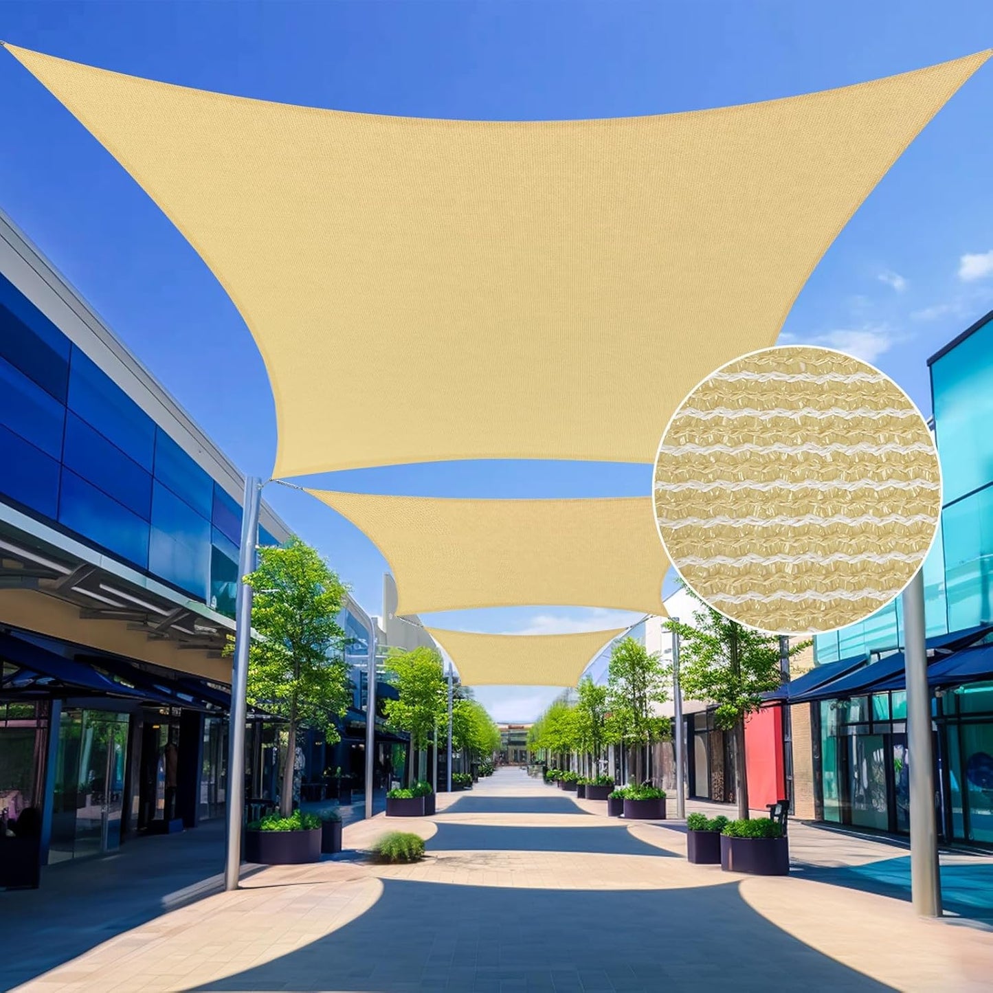 12ftX16ft Beige Shade Sail Rectangle for Outdoor Sun Protection