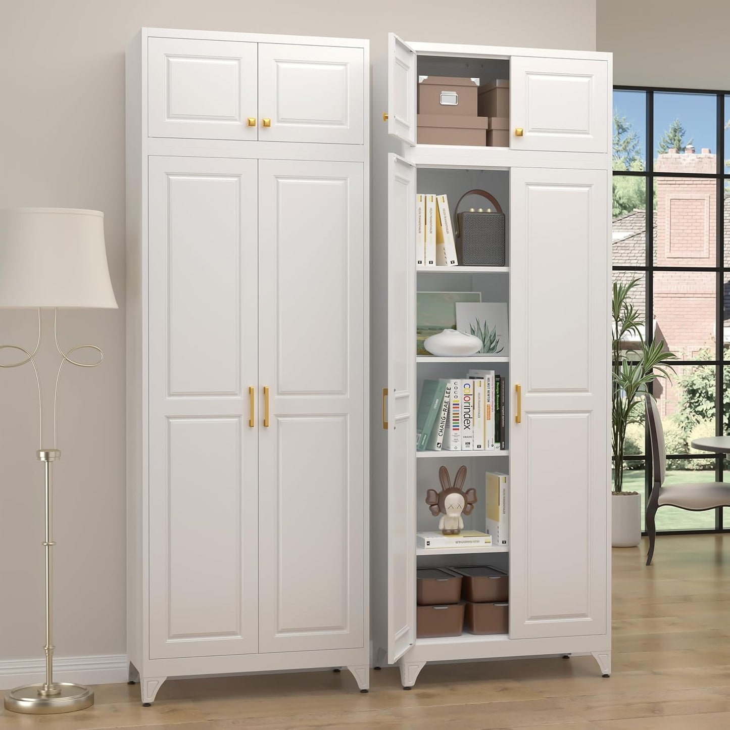 Steeloong90 Kitchen Pantry Cabinet with Adjustable Shelves