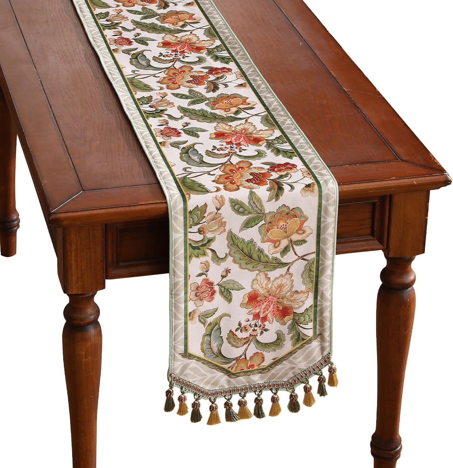Elegant French Floral Velvet Table Runner for Home Decoration