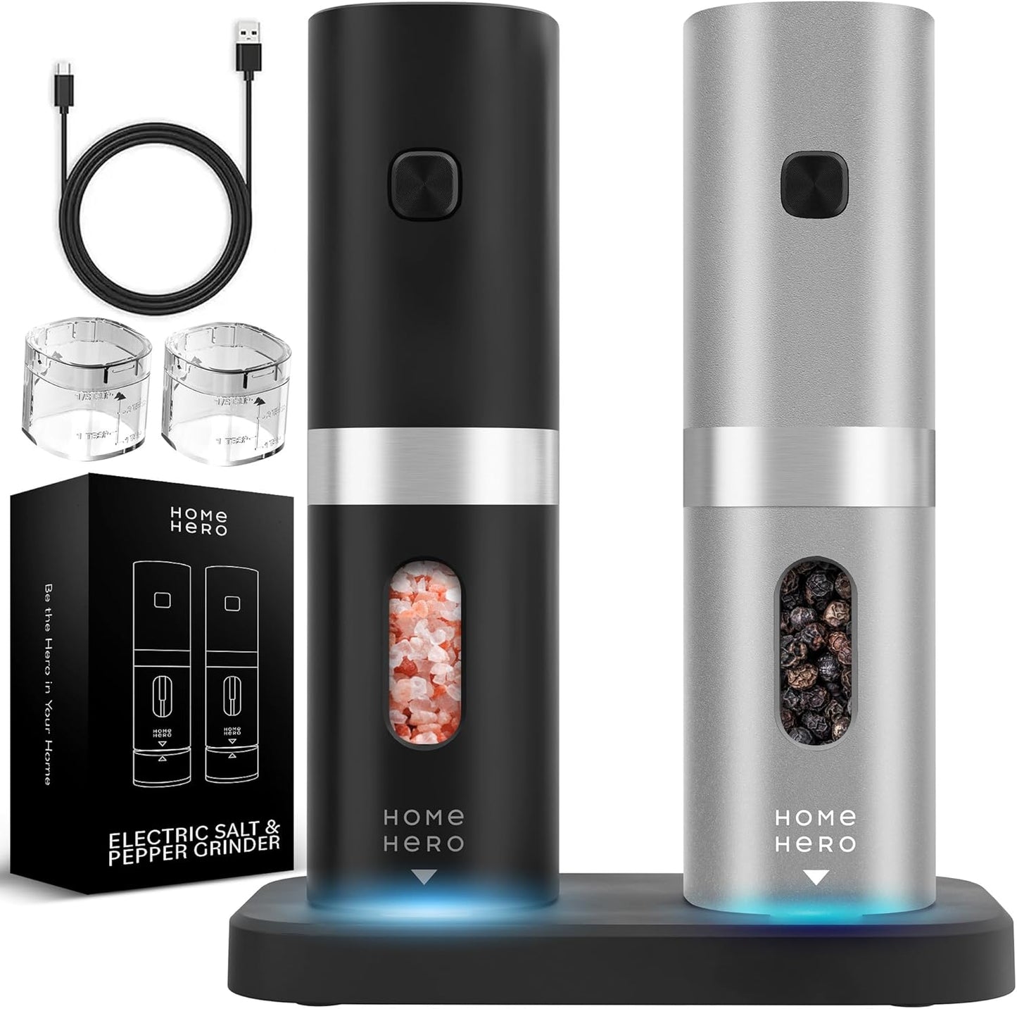 Electric Salt and Pepper Grinder Set for Perfect Seasoning