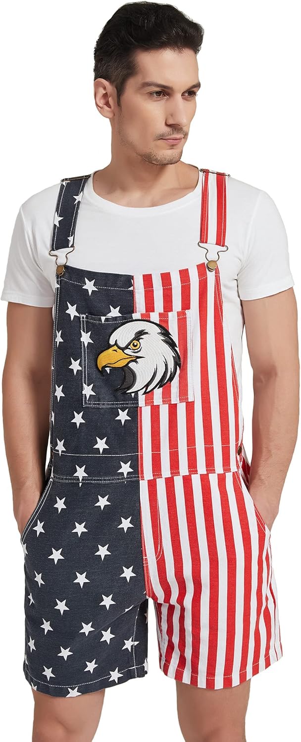 Patriotic American Flag Overalls for Men by OeyFnbmO - Stylish & Fun