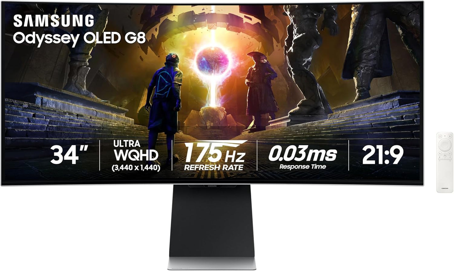 Samsung 34-Inch Odyssey QD-OLED Gaming Monitor: Immersive 4K Ultra-Curved Display