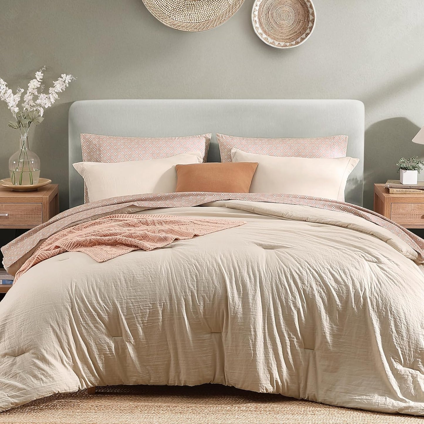 Monbix King Size Comforter Set - 7 Pieces Ultra Soft Bedding