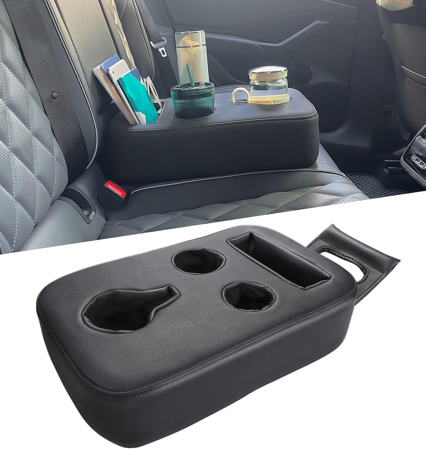 Car Cup Holder Expander Tray for Back Seat and Couch Use