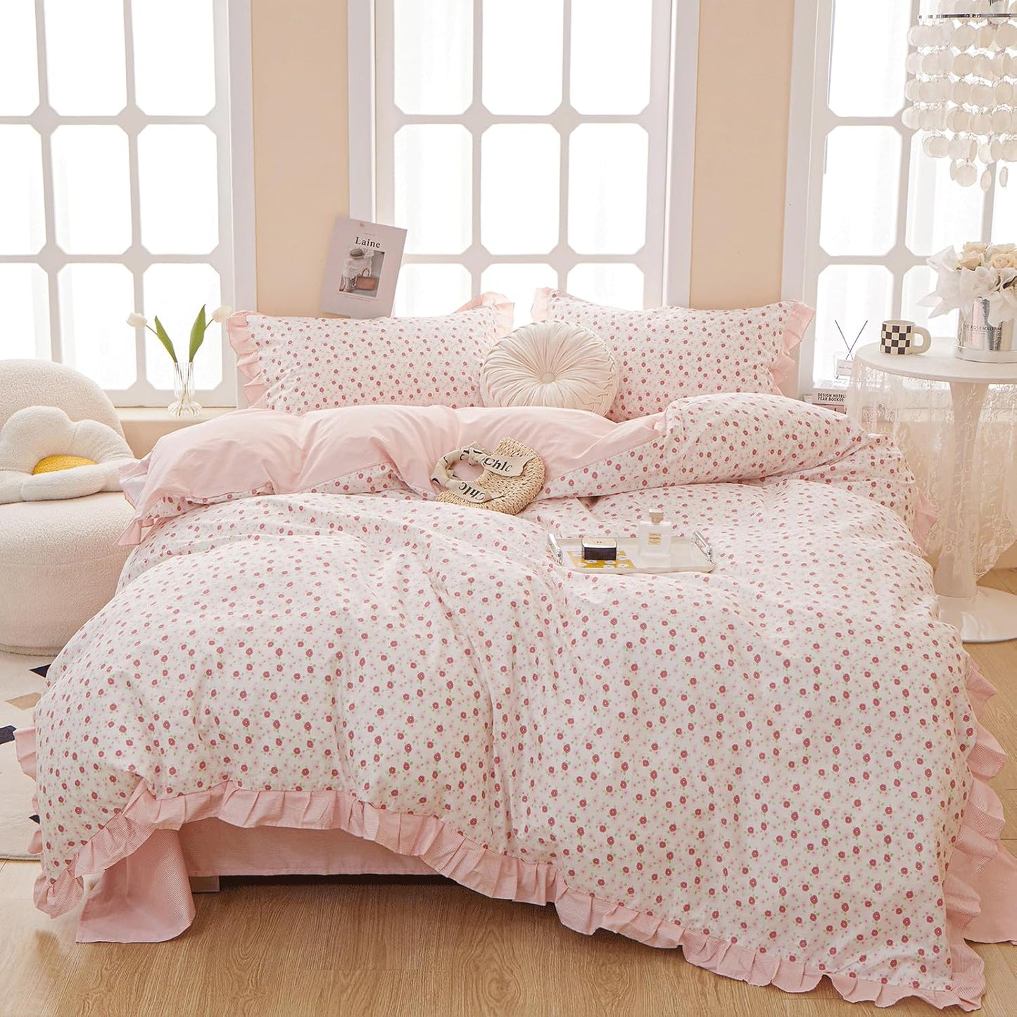 VM VOUGEMARKET Ruffled Comforter Set for Teen Girls - Twin XL