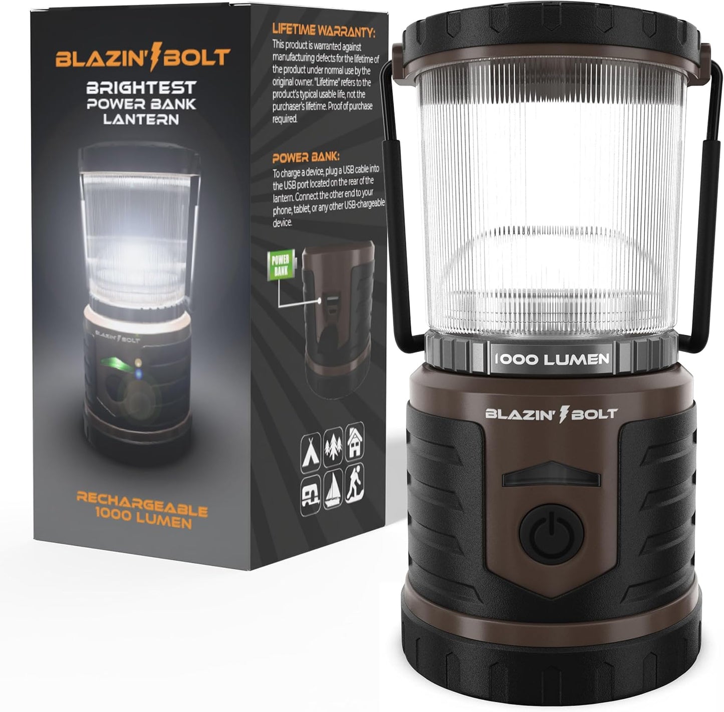 Blazin Bolt Rugged USB Rechargeable Lantern for All Adventures