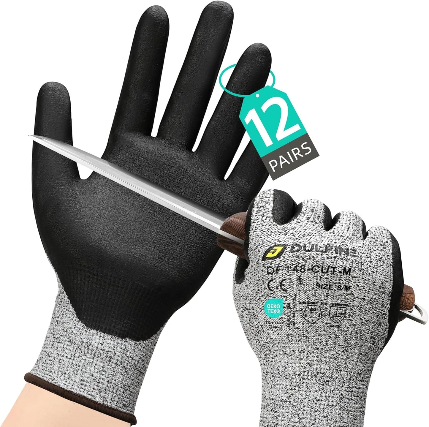 DULFINE A3 Cut Resistant Work Gloves for Safe Glass Cutting