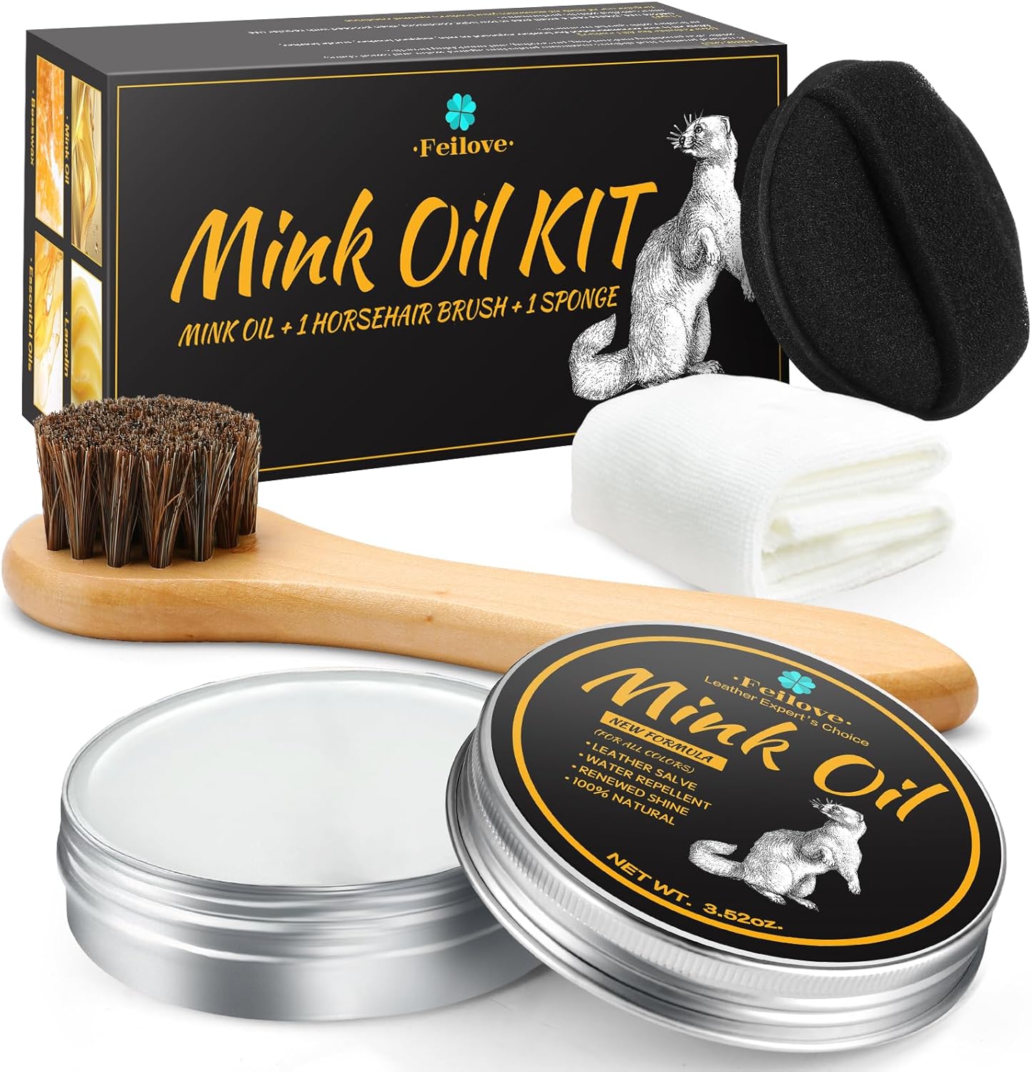 Feilove 4-in-1 Mink Oil - Waterproof Leather Care 3.5 oz