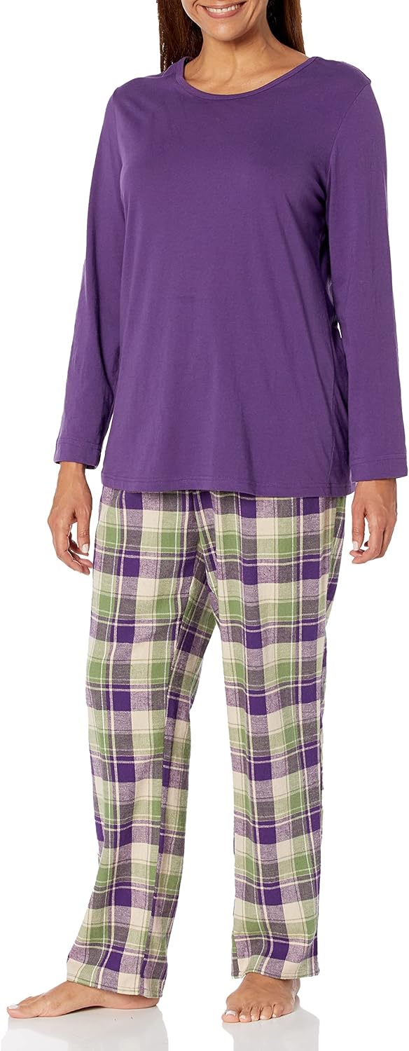AmeriMark Womens 2-Piece Flannel Pajama Set for Cozy Nights