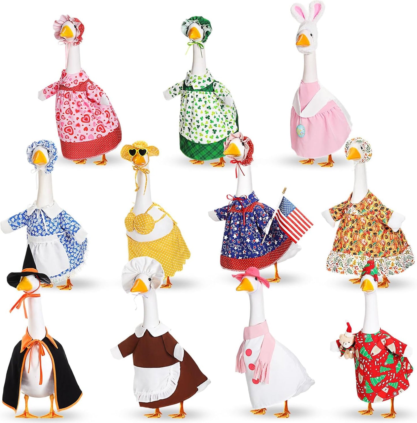 11 Set Holiday Porch Goose Outfits for All Seasons Decor