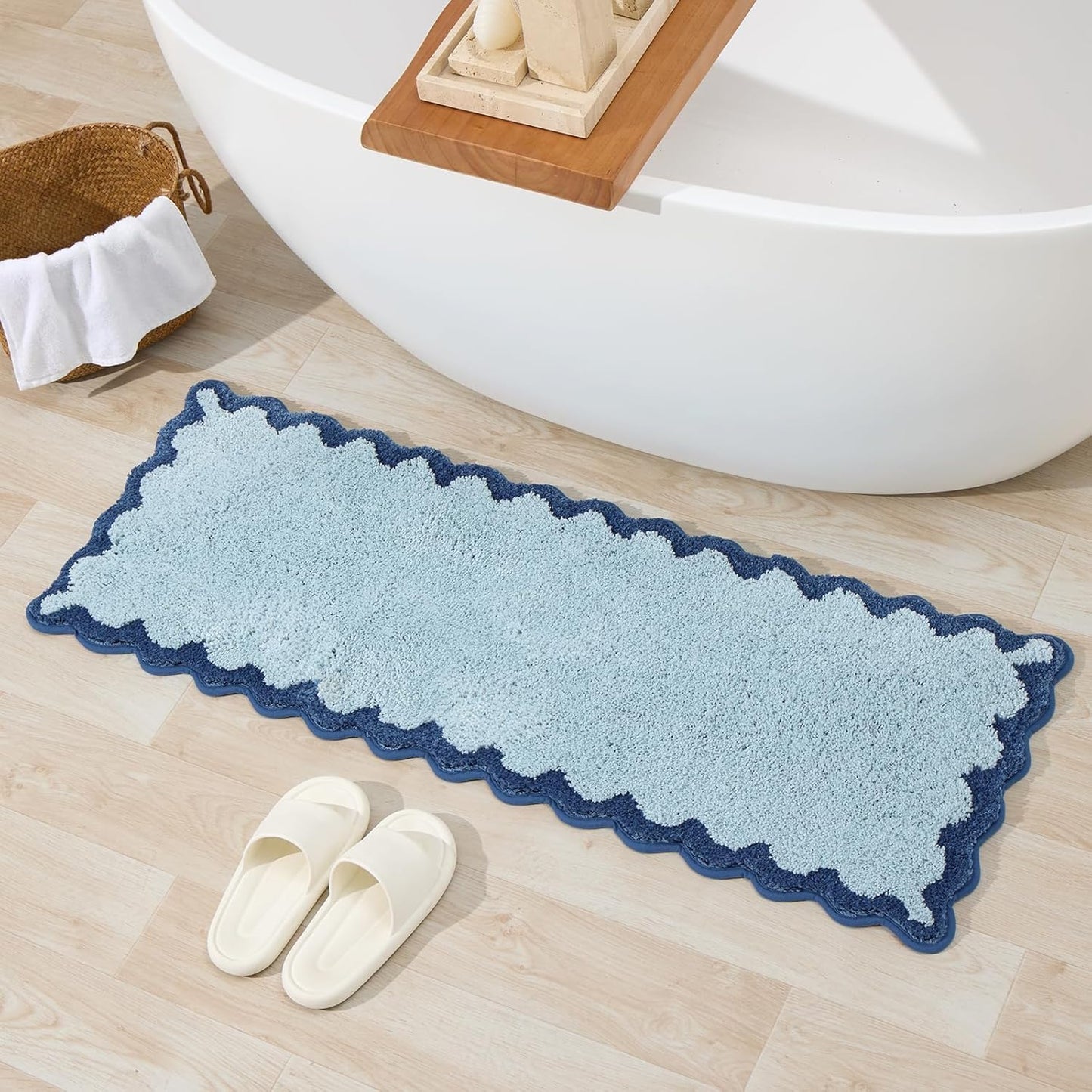 Cute Scalloped Bathroom Rugs Runner for Stylish Decor
