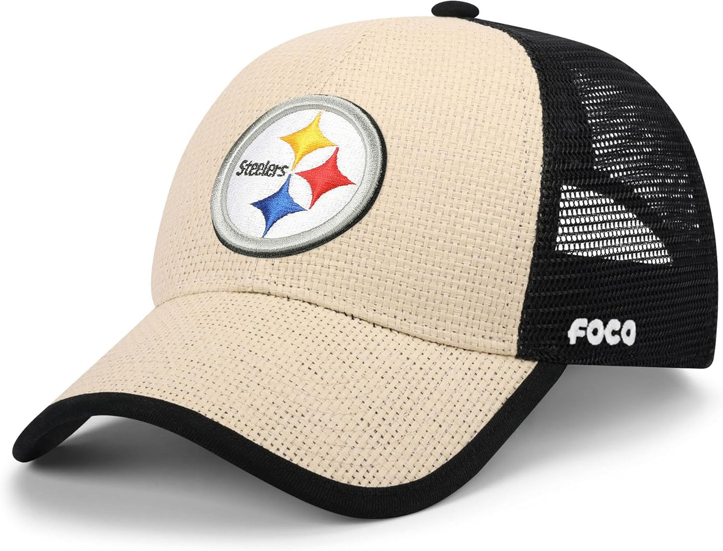 FOCO Men's NFL Team Logo Straw Trucker Cap for Casual Style