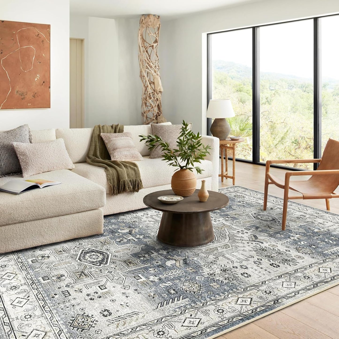 YOUFORTONG 8x10 Washable Non-Slip Area Rug for Living Room