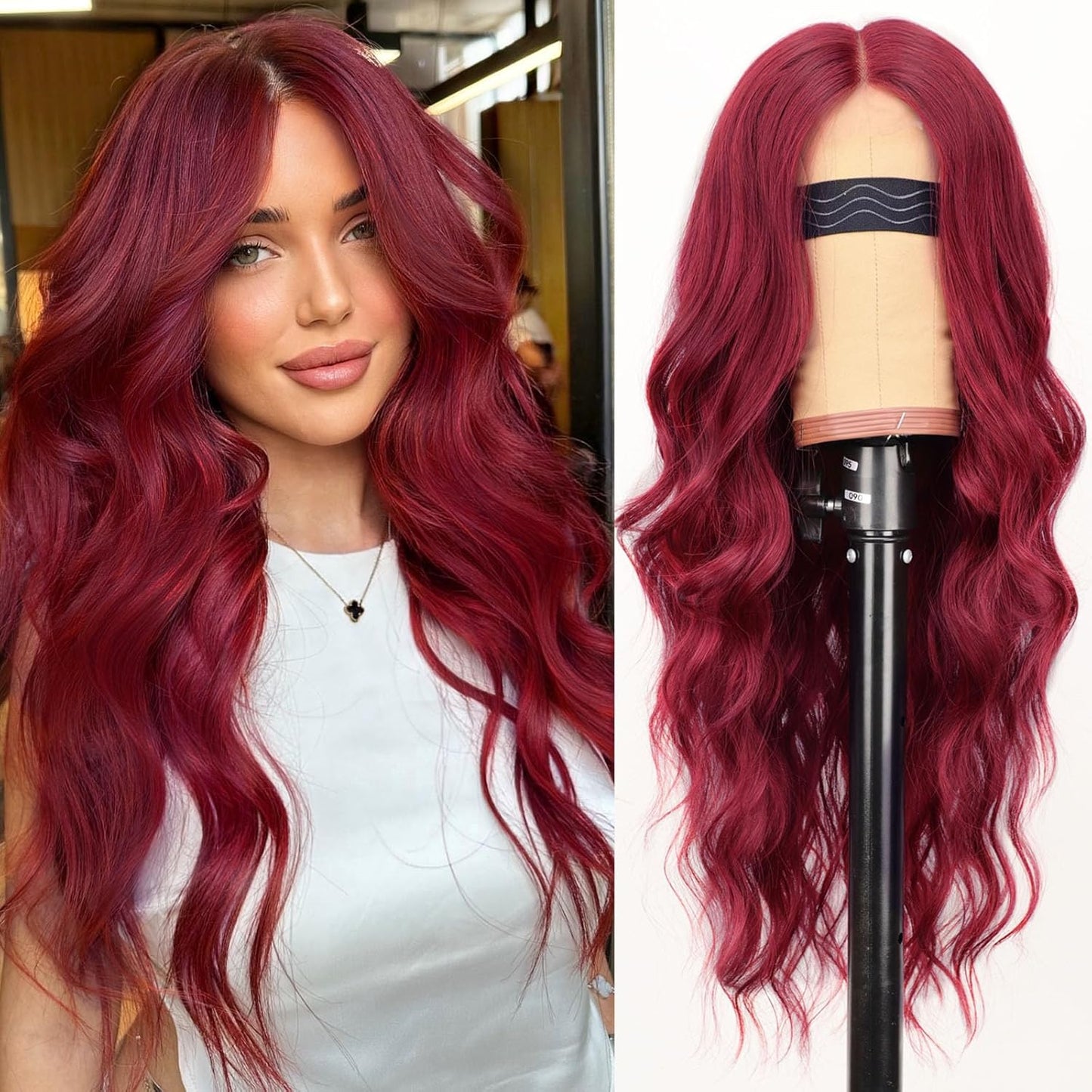 Bright Red Long Wavy Wig for Women - Perfect for Parties