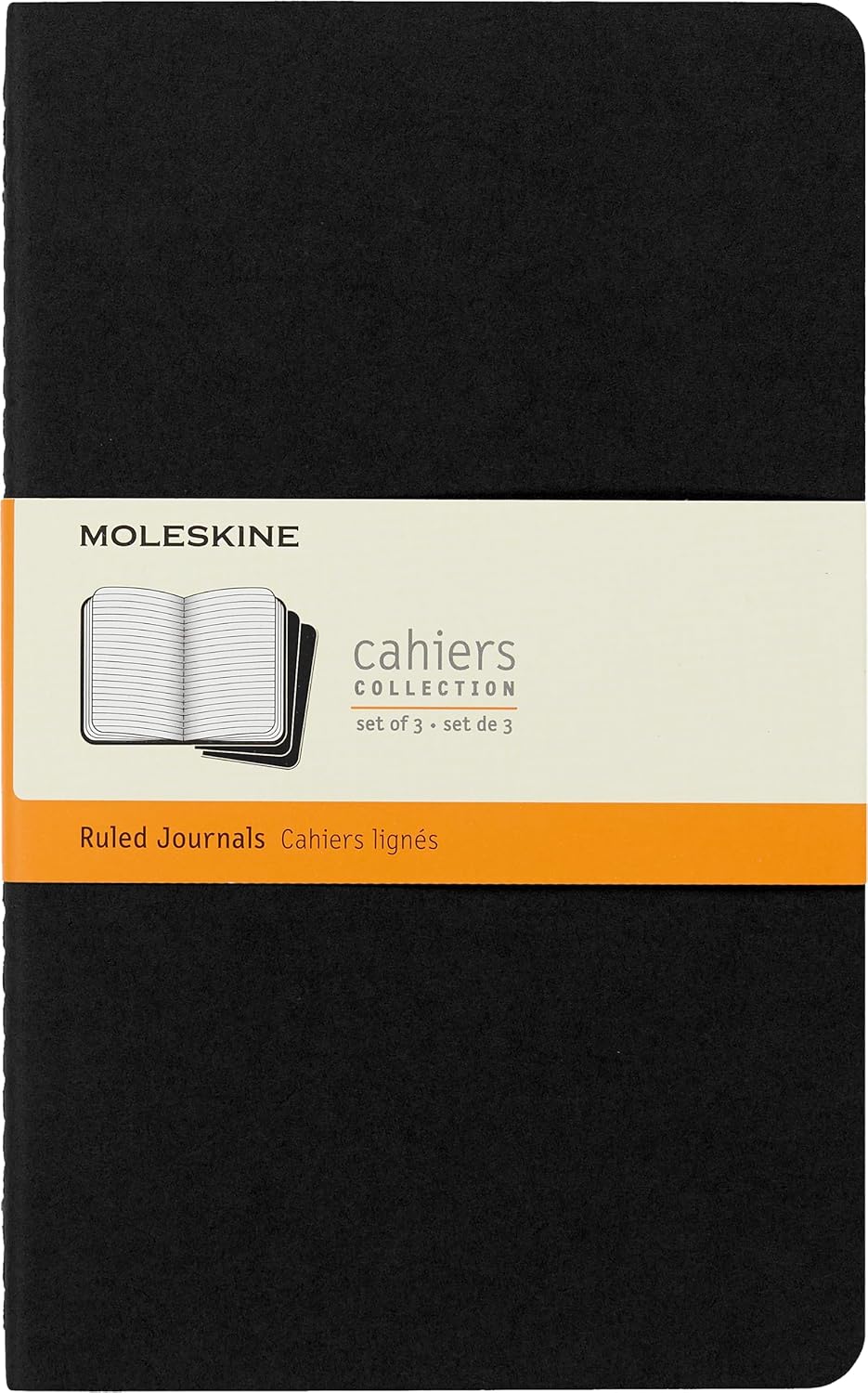 Set of 3 Moleskine Cahier Journals, Soft Cover, Large, Ruled, Black