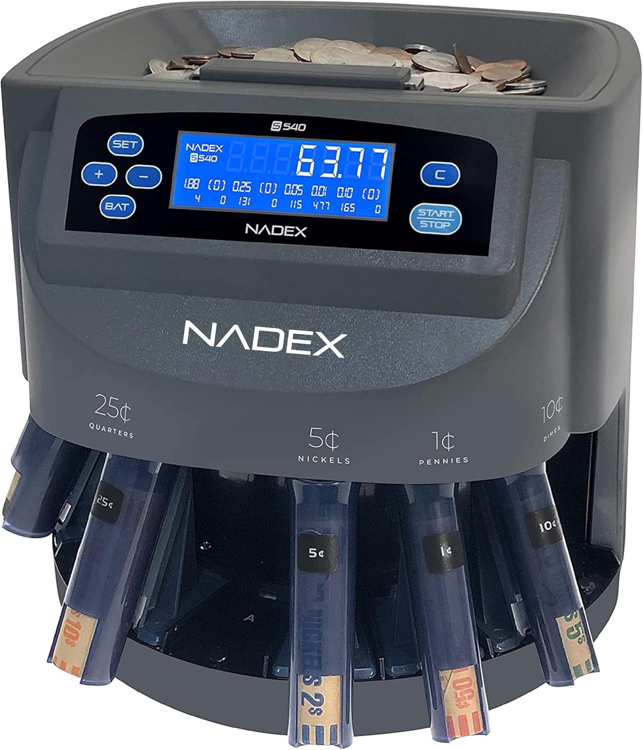 Nadex S540 Pro Coin Counter, Sorter, and Wrapper for Easy Use