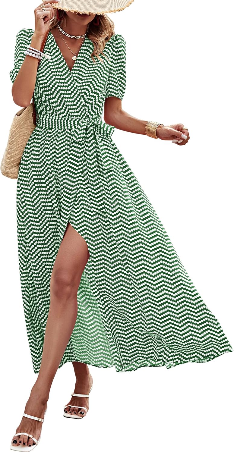 Floral Maxi Dress for Women - Casual Wrap Beach Style
