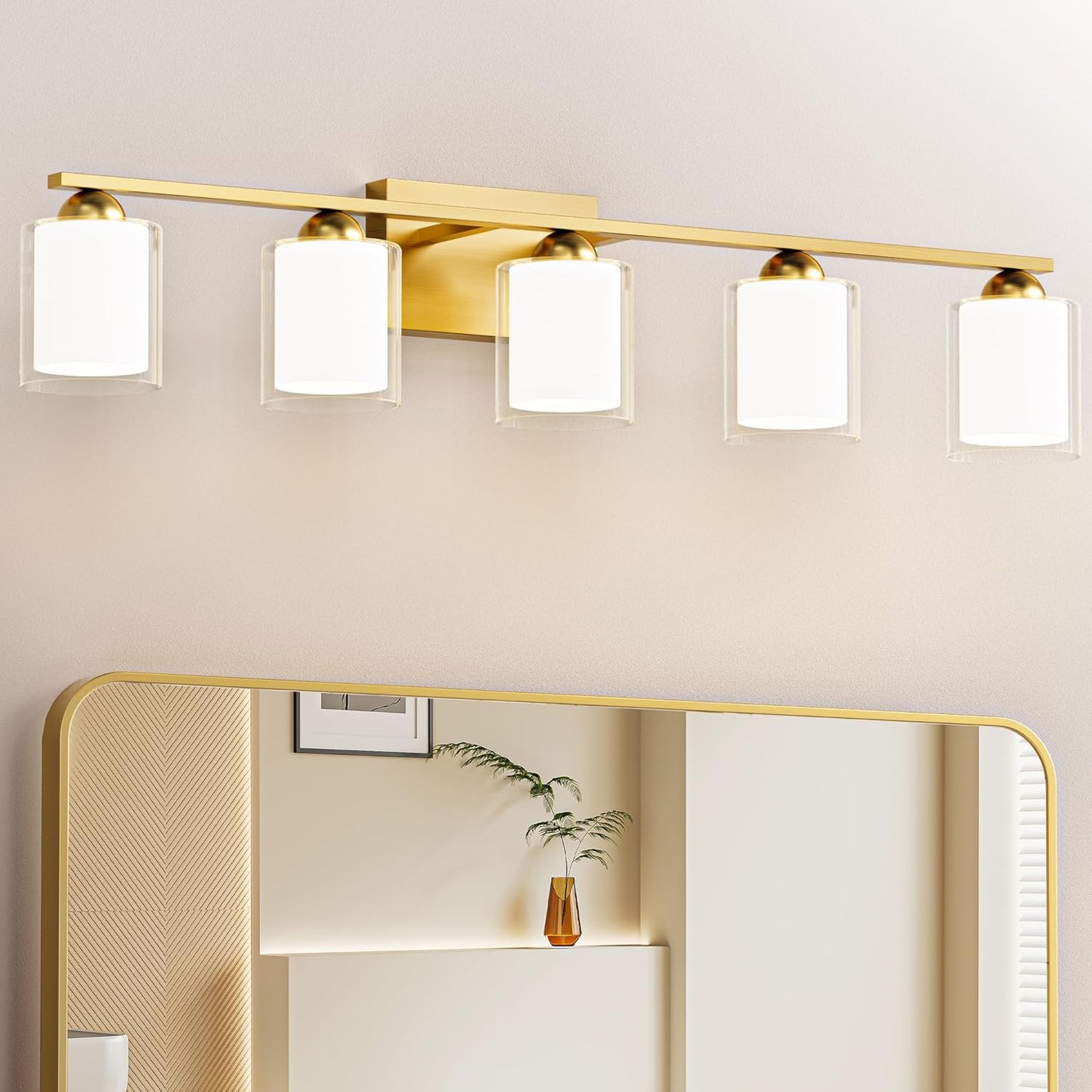 Quntis Gold Bathroom Light Fixtures for Modern Vanity Lighting