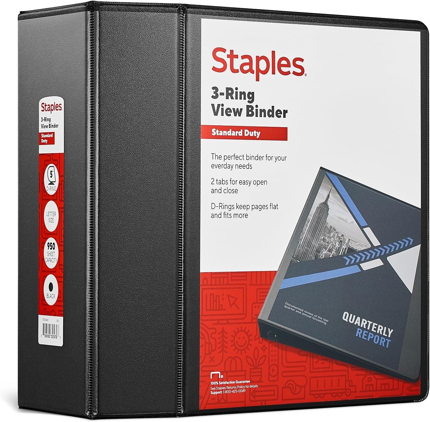 5-Inch Standard View Binder with D-Rings for Organizing Papers