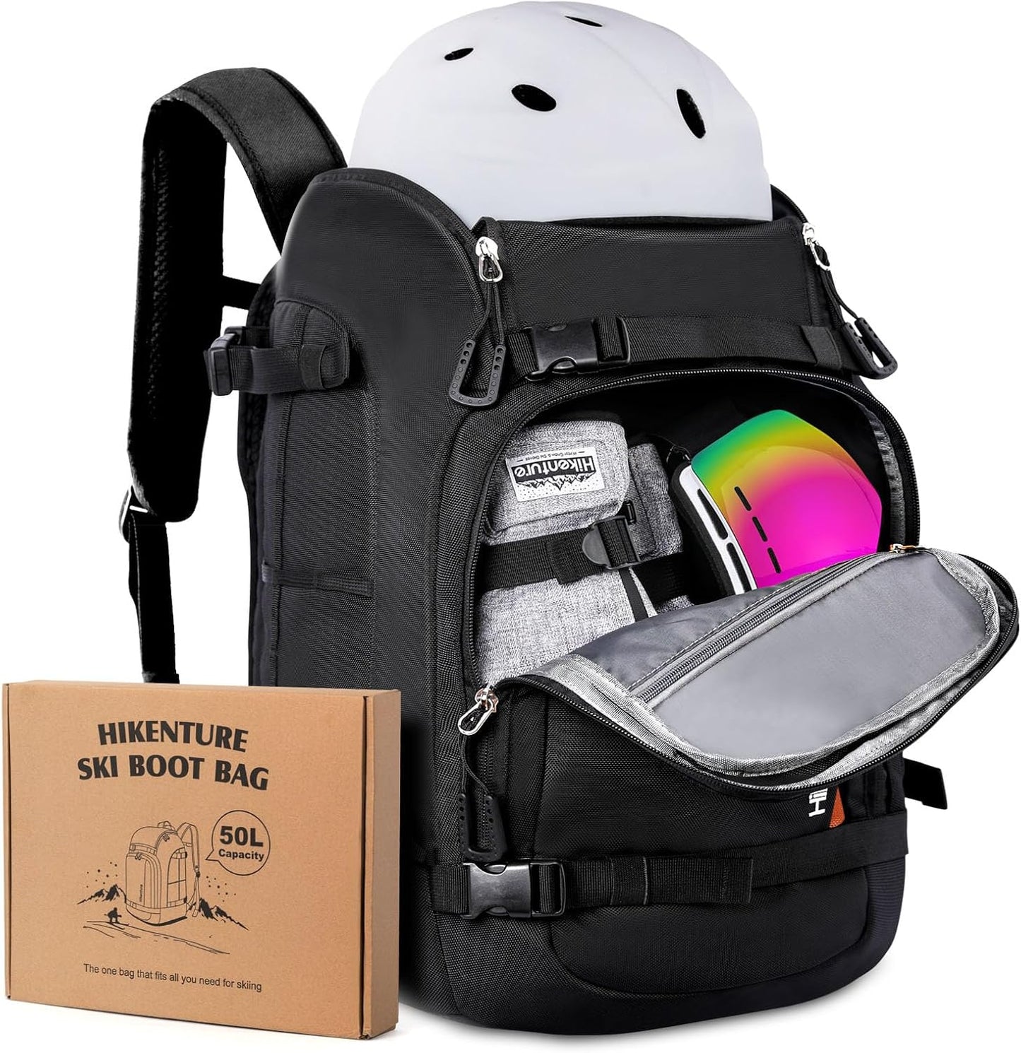 Hikenture 50L Ski Boot Bag Backpack - Water-Resistant & Spacious