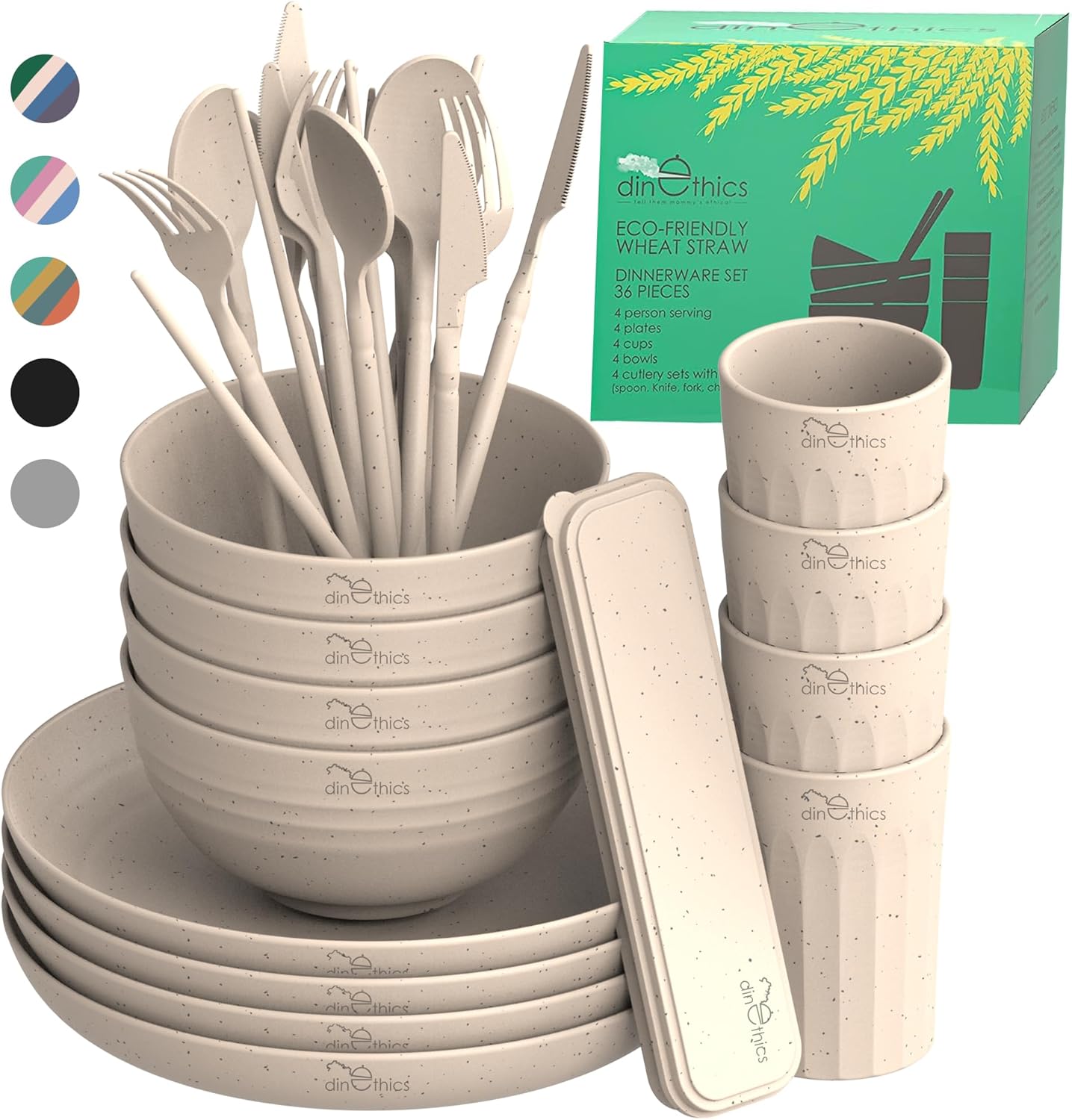 Wheat Straw Dinnerware Sets for 4 - Lightweight & Unbreakable