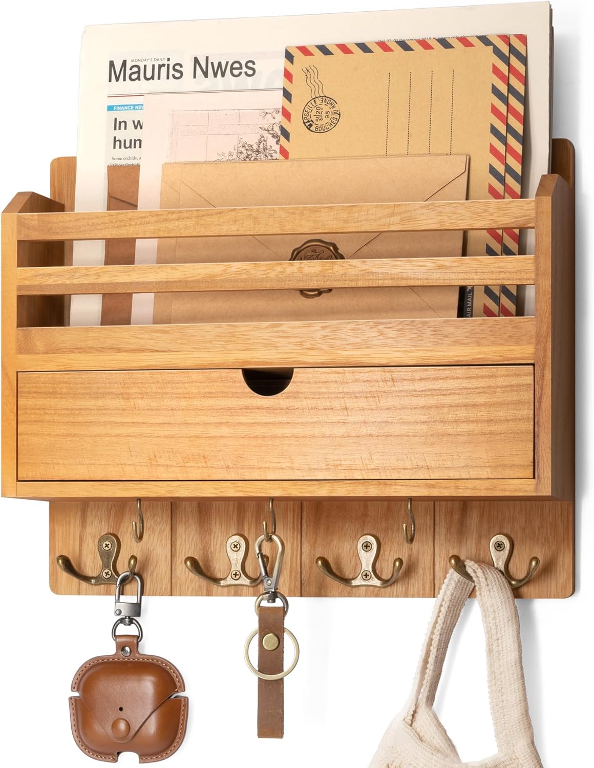 Rebee Vision Modern Farmhouse Mail Organizer with Drawer Storage