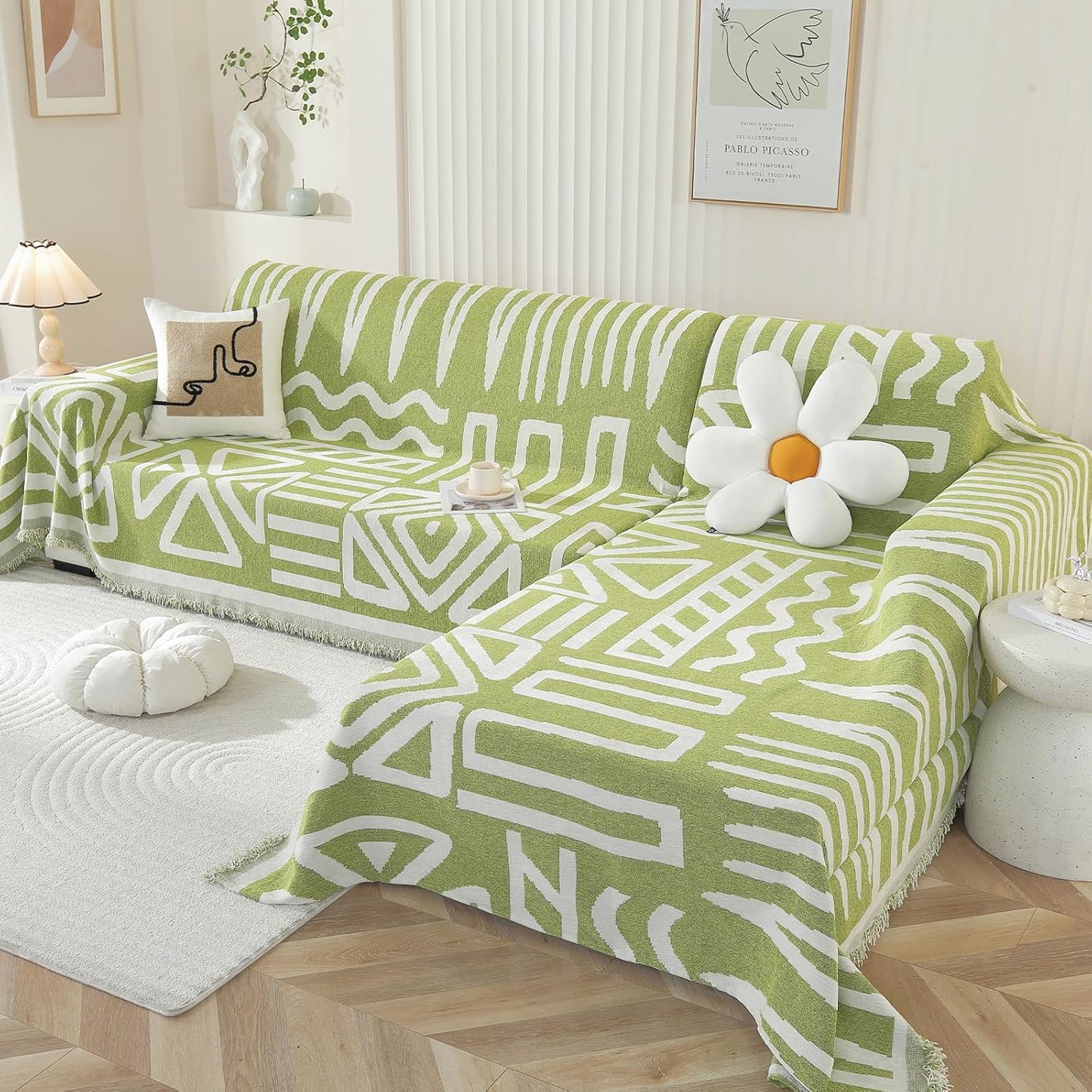 OstepDecor Boho Sectional Couch Covers for Stylish Protection