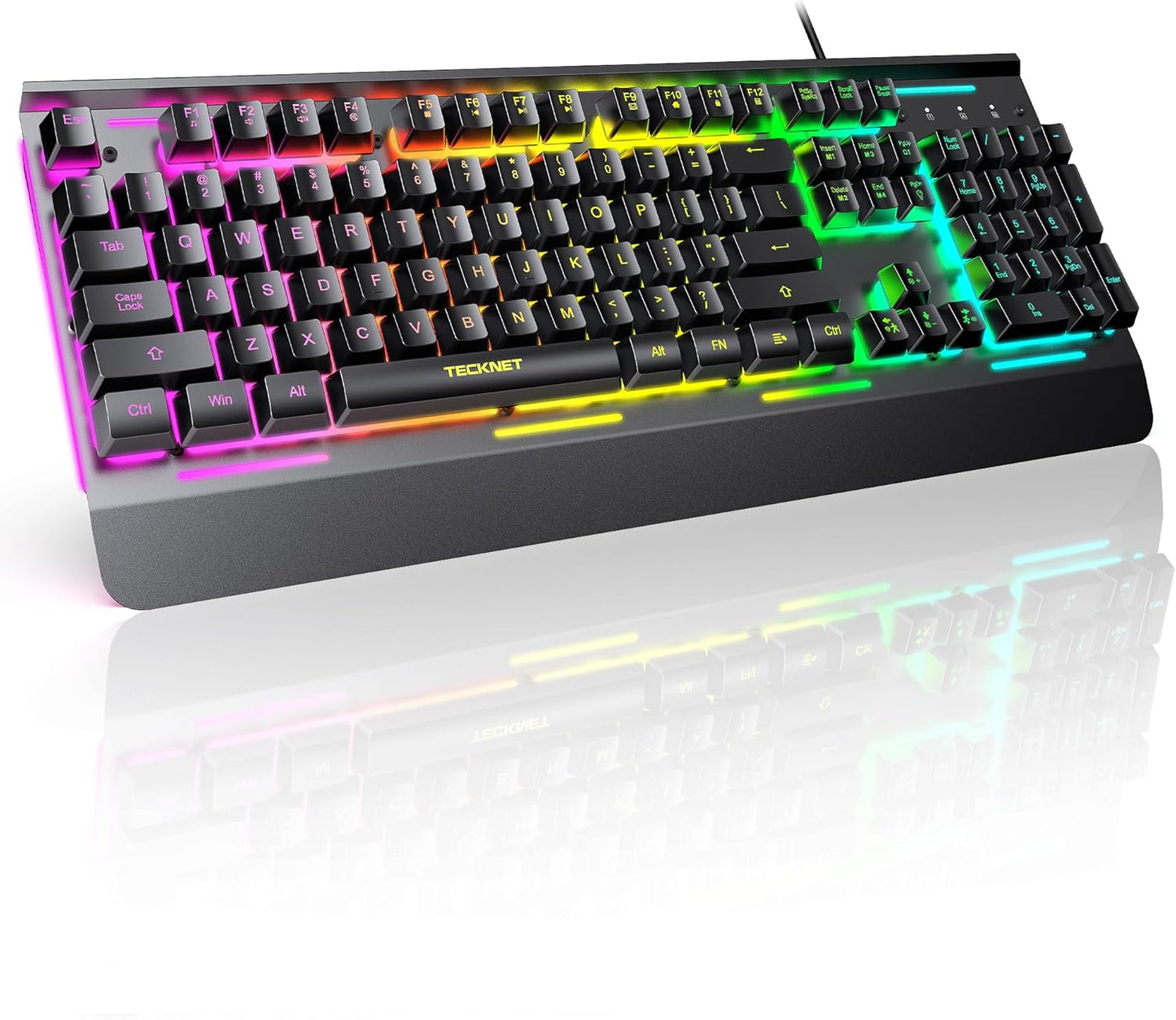 TECKNET Wired Gaming Keyboard with 7-Color Backlit Modes