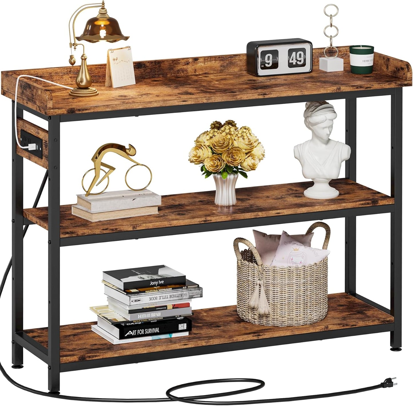 IRONCK Console Table with Power Outlet and Adjustable Height