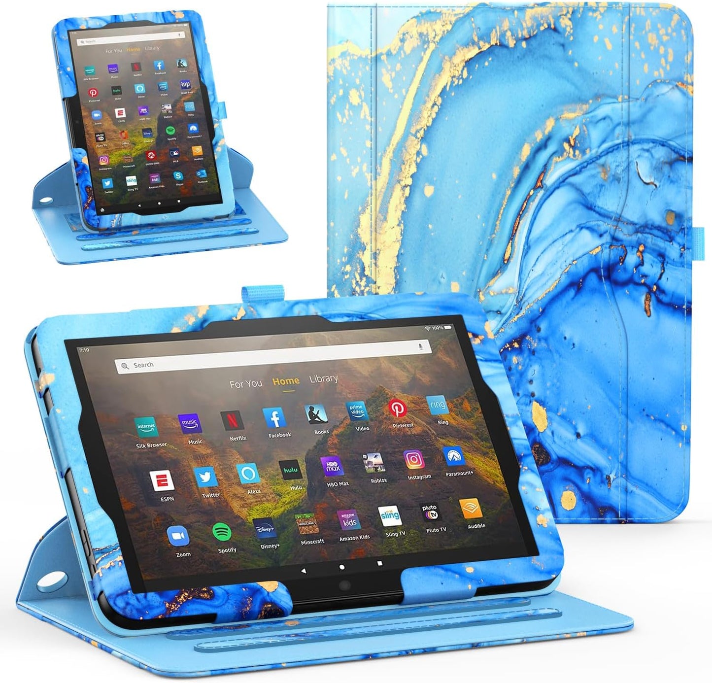 360 Degree Rotating Stand Cover for Kindle Fire HD 10 Tablet