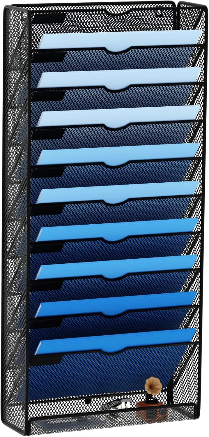 Hanging Wall File Organizer for Office Home - 10 Tier Holder