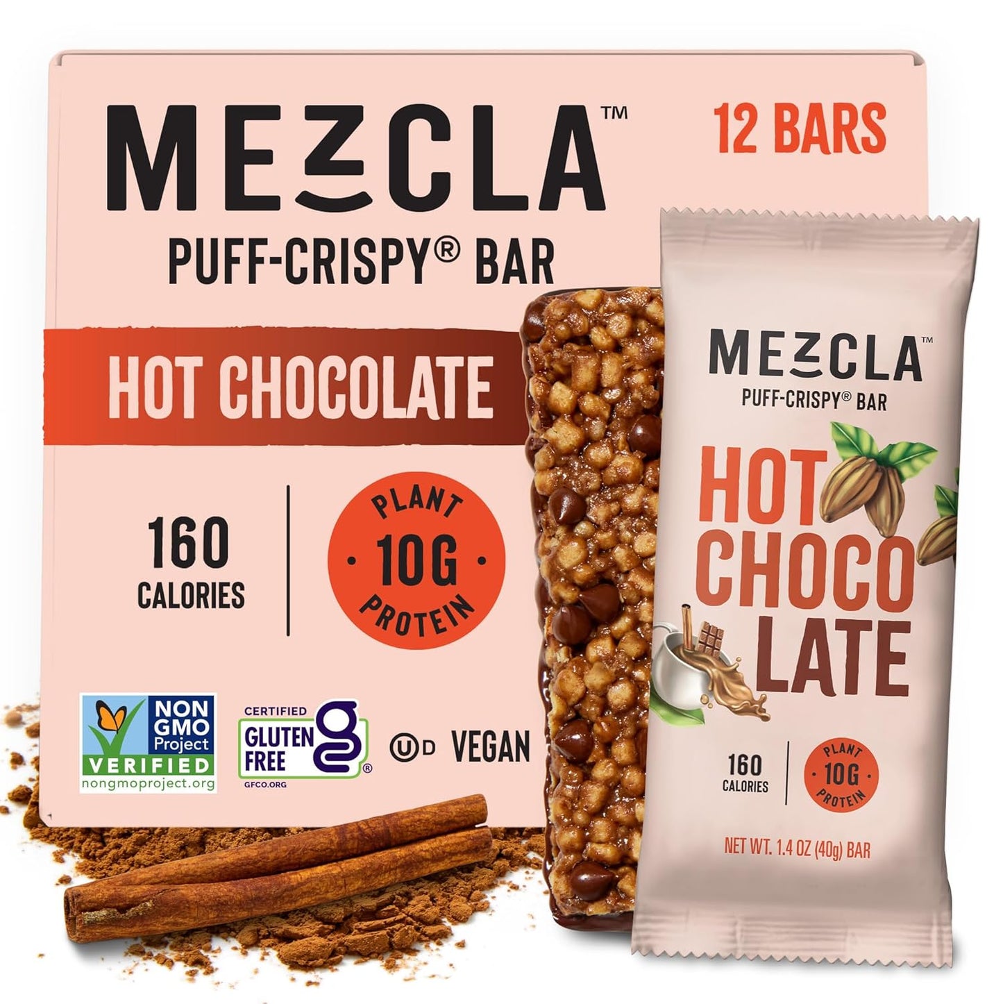 Mezcla Puff Crispy Protein Bars - Vegan, Gluten Free Snacks