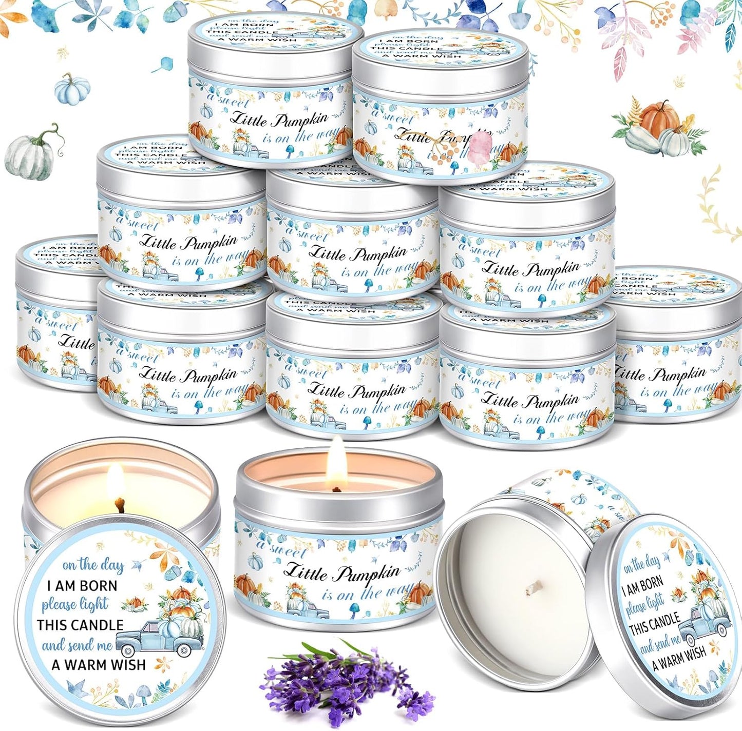 Lavender Scented Baby Shower Candles - 24 Pcs Party Favors