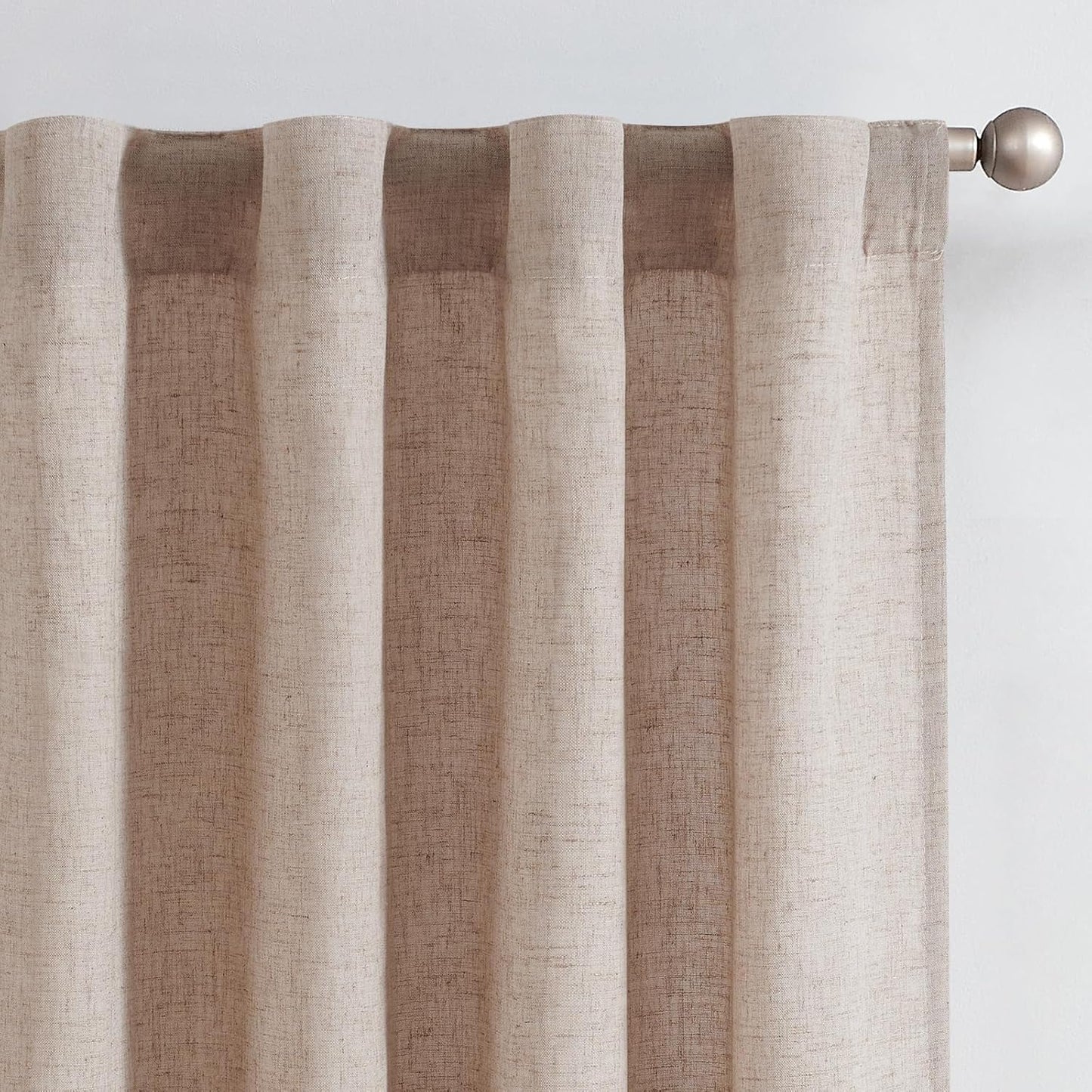 Taupe Linen Blend Curtains for Bedroom and Kitchen 63 Inch Length