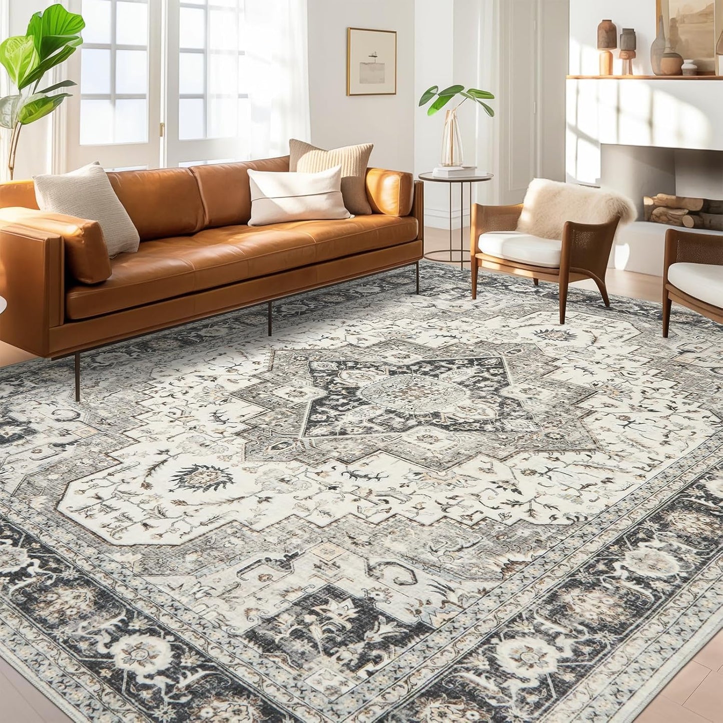 Washable 8x10 Area Rugs for Living Room, Bedroom, Office