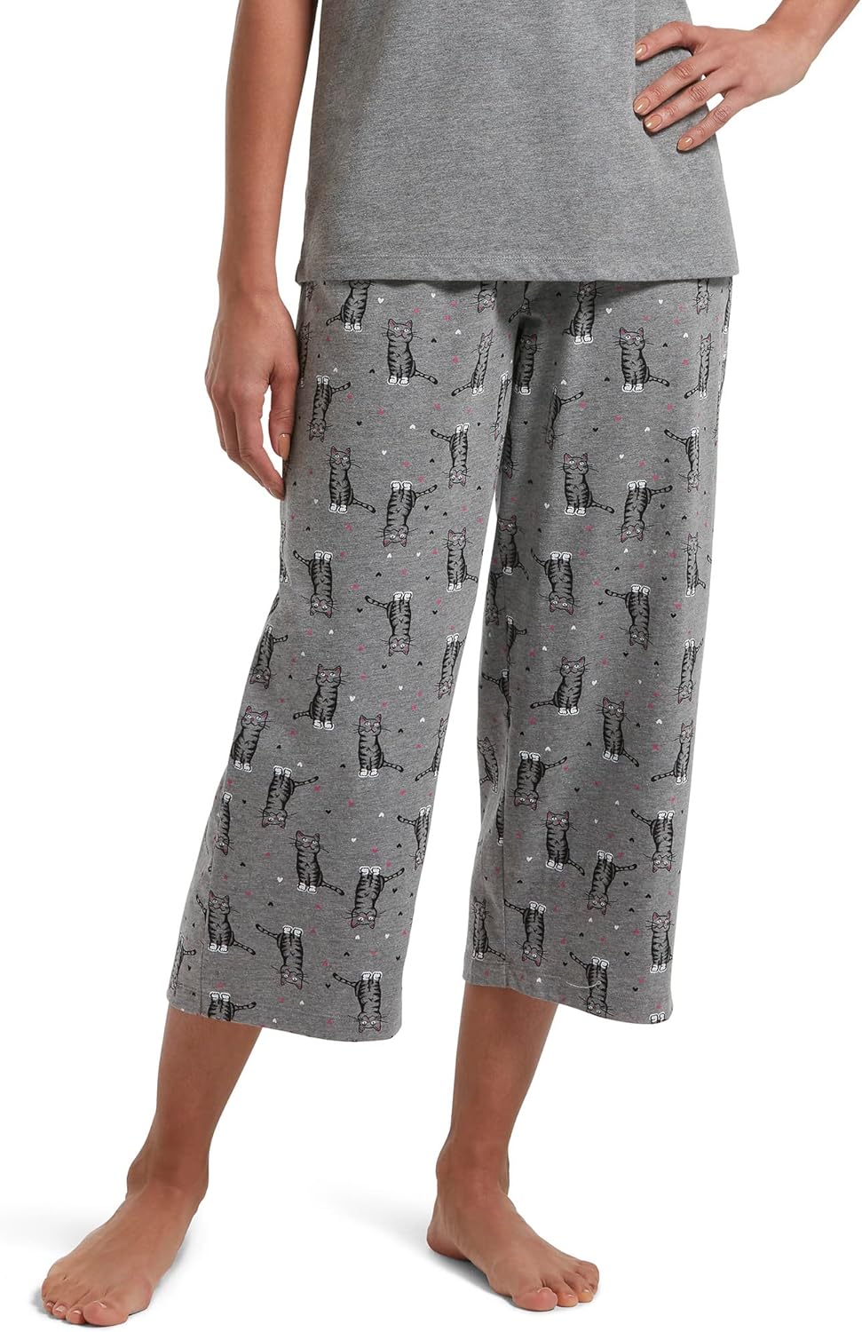 HUE Women's Basic Printed Knit Capri Pajama Sleep Pant Review