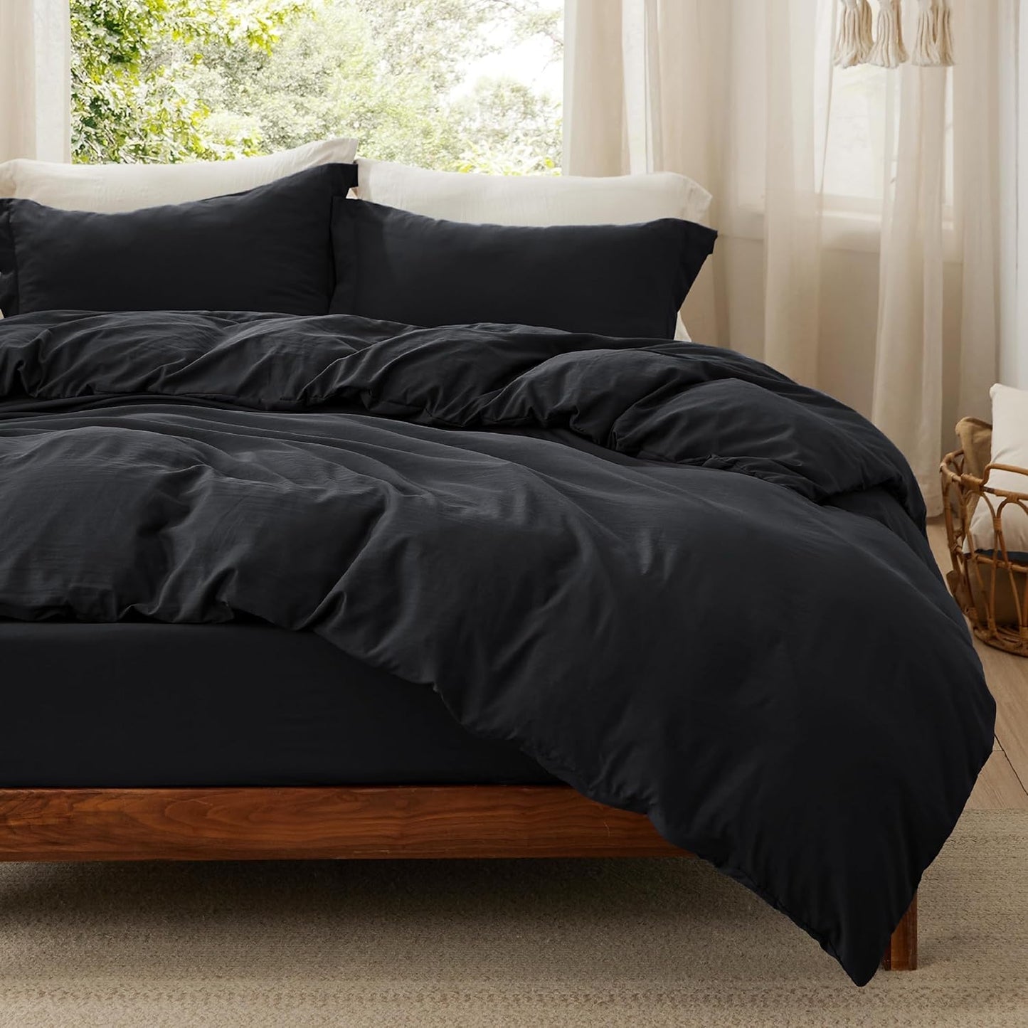 Bedsure King Size Duvet Cover Set with Fitted Sheet for Comfort