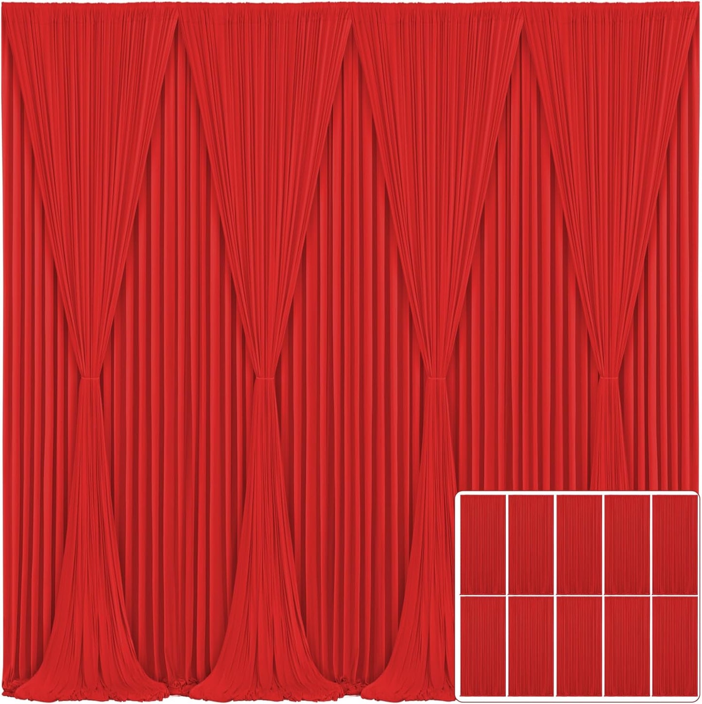 10 Panels Red Backdrop Curtain for Parties and Weddings