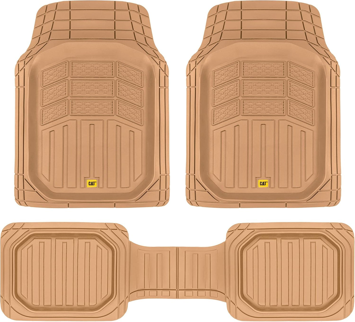 CAT Beige Car Floor Mats Full Set - Universal Heavy Duty Mats