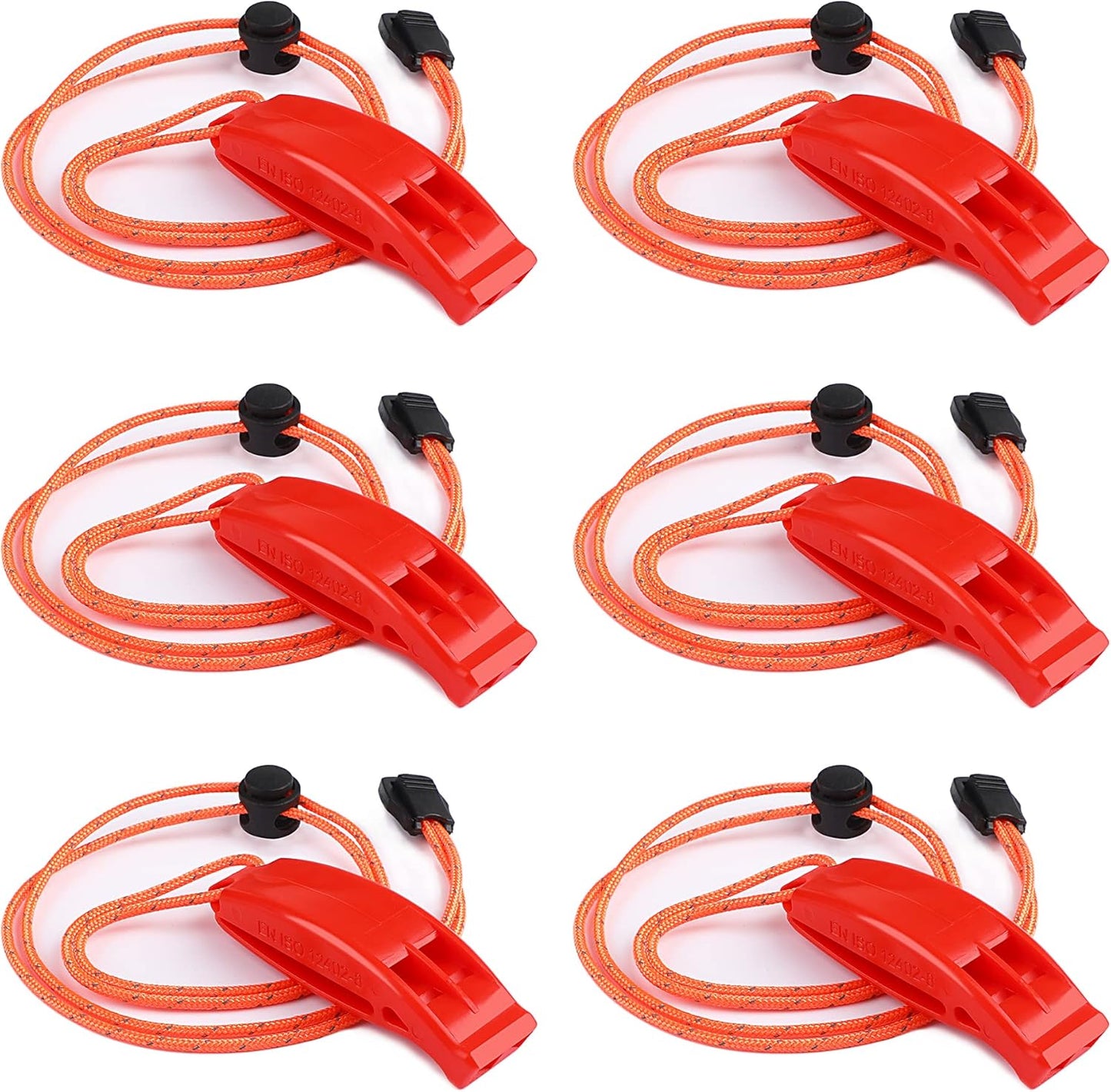 JULBEAR 6PCS Survival Whistles lanyard for safety