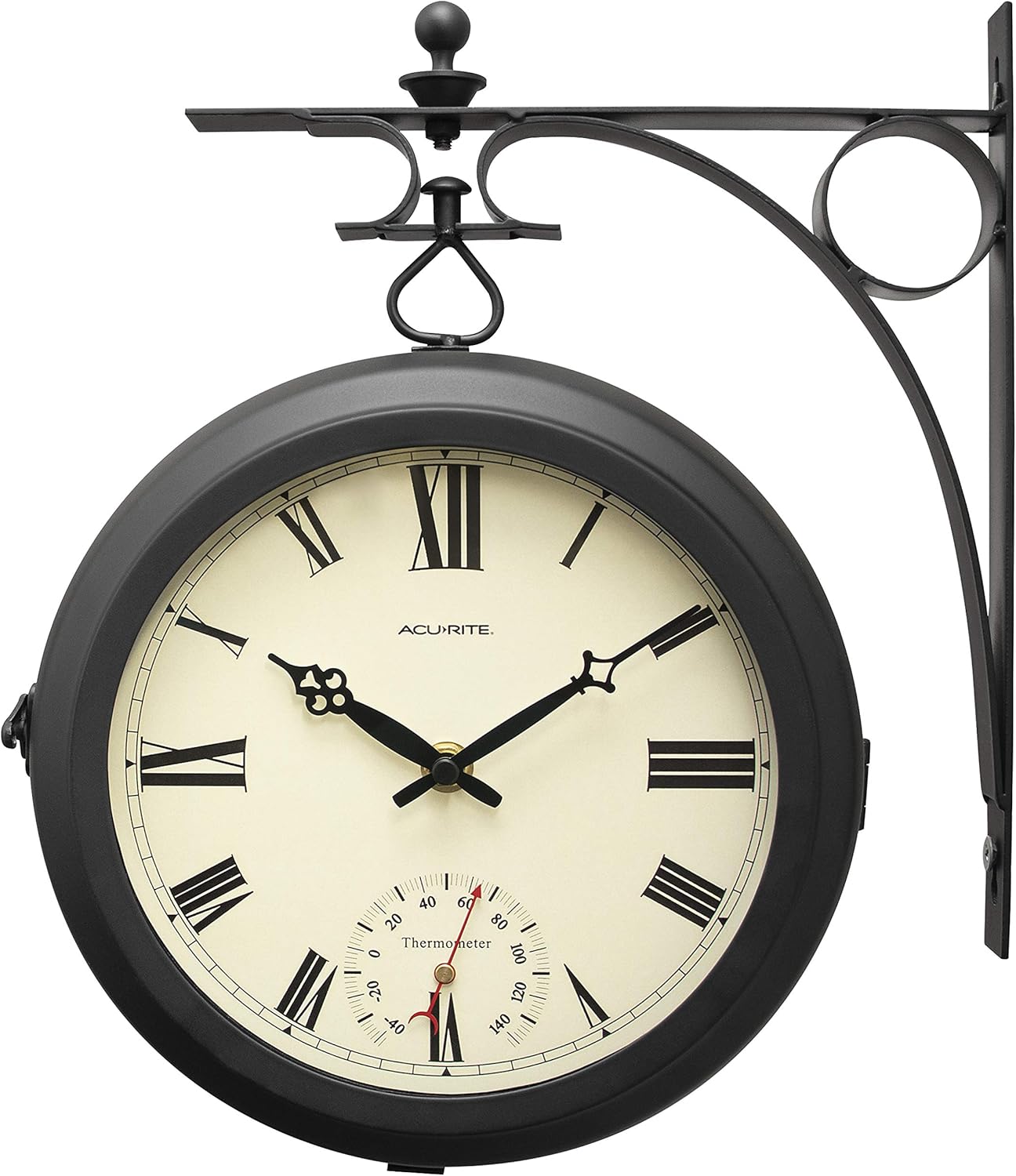 AcuRite 9-Inch Double-Sided Hanging Clock with Thermometer