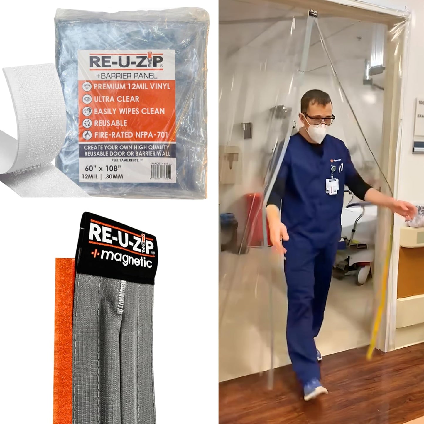 RE-U-ZIP Heavy-Duty Magnetic Entry Strip Door Kit for Customization