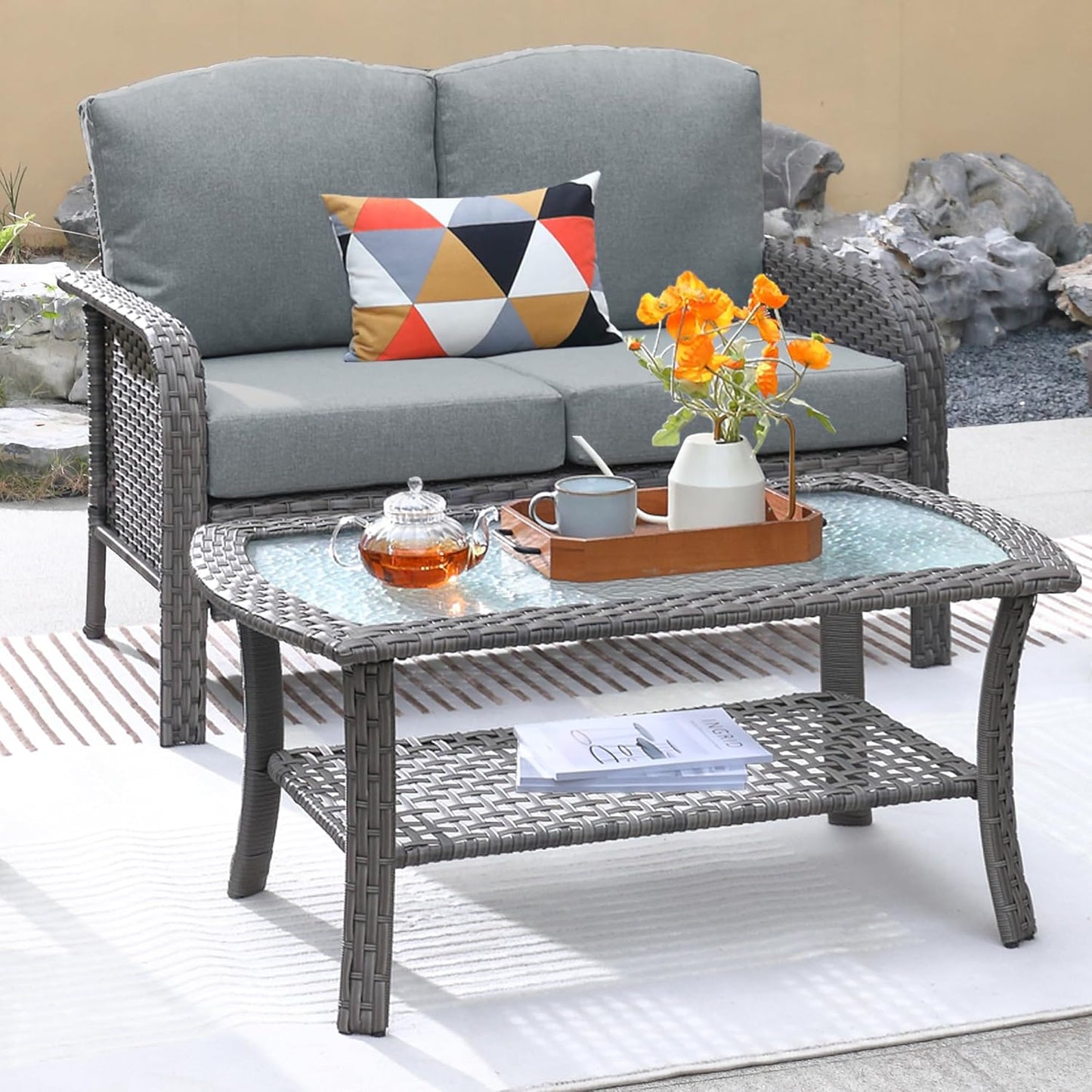 ovios 2 Pieces Patio Furniture Set for Outdoor Comfort