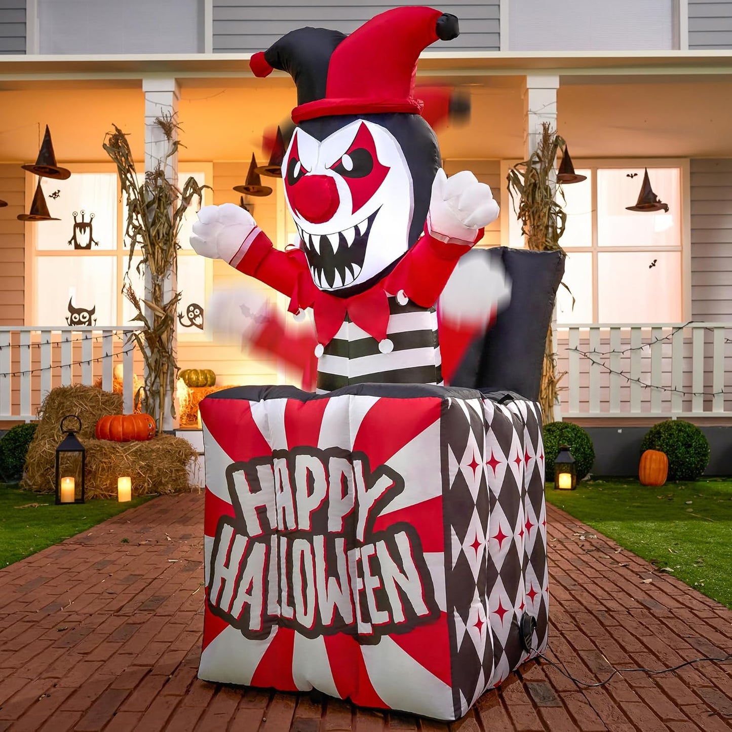 5 Ft Halloween Inflatables Animated Clown for Spooky Decor
